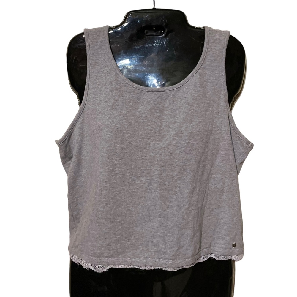 Fabletics Size M Sweatshirt Material Tank Top with Lace Hem